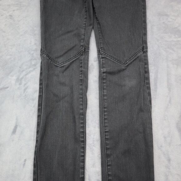 RVCA Pants Womens 27 Black Low Rise Single Row Button Straight Leg Denim Jeans - Picture 11 of 16